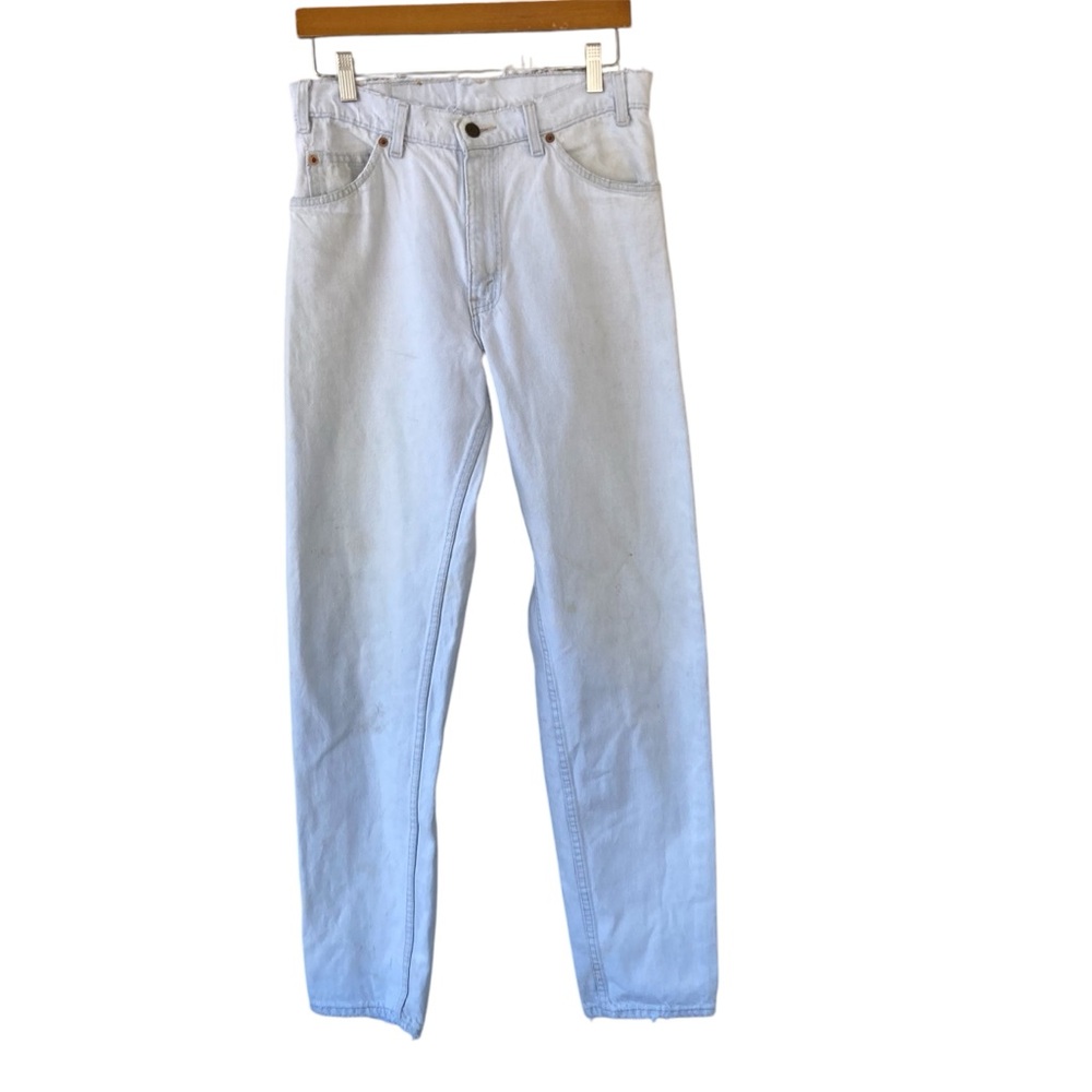Vintage 70s Mens 32x34 Levi’s 550 Light Wash Orange Tab Distressed Denim Jeans